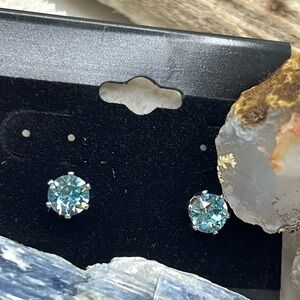 Sparkling Aqua Stud Earrings